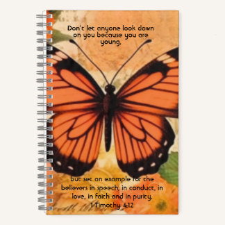 Butterfly Notebook 1 Timothy 4:12 Notizbuch