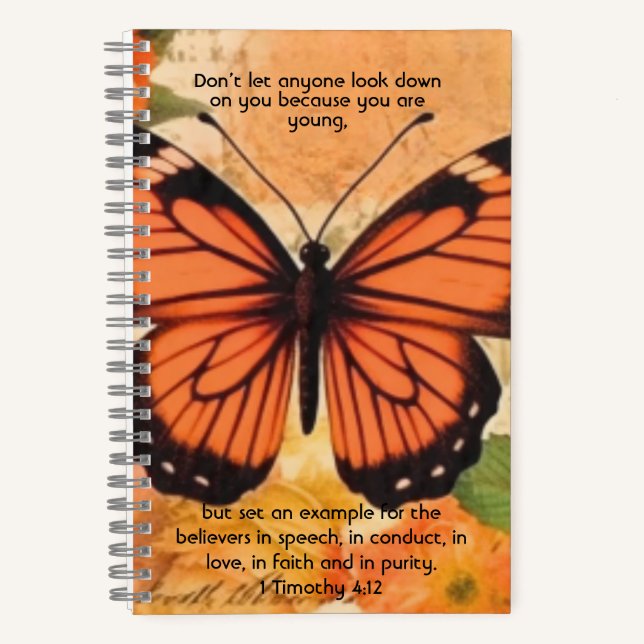 Butterfly Notebook 1 Timothy 4:12 Notizbuch (Vorderseite)