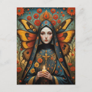 Butterfly Nun Holding Candle Postkarte