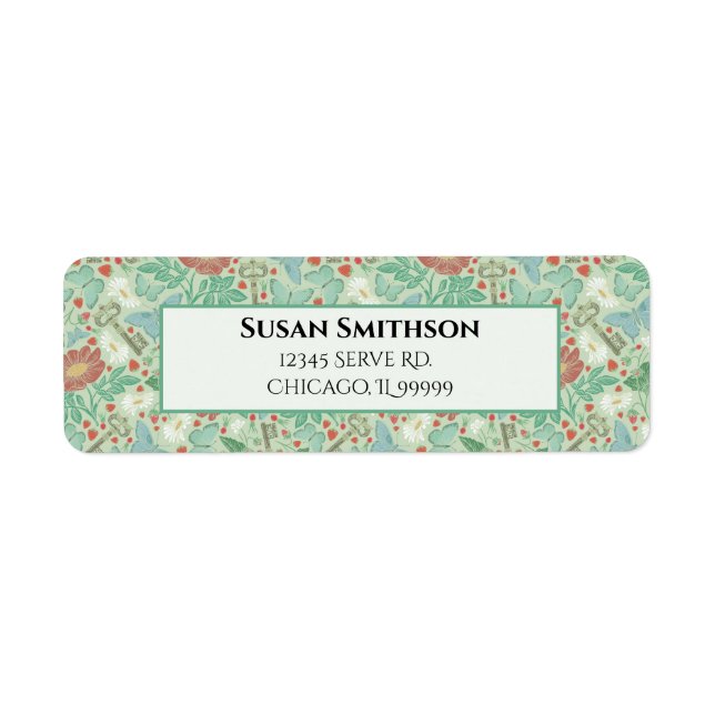 Butterfly Old Key Daisy Steampunk Rücksendeadresse (Vorne)