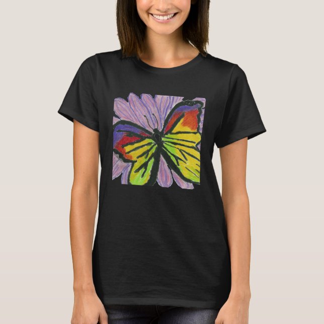 Butterfly on a Flower Hand Drawn T-Shirt (Vorderseite)