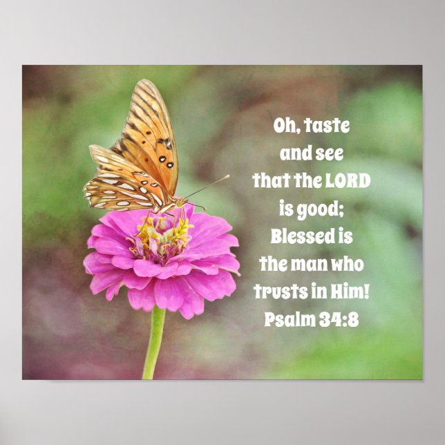 Butterfly on Blume Bible Scripting Poster (Vorne)