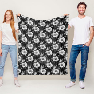 Butterfly On Blume Design - Schwarz Fleecedecke