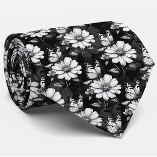 Butterfly On Blume Design - Schwarz Krawatte