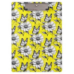Butterfly On Blume Muster Gelb Design Klemmbrett