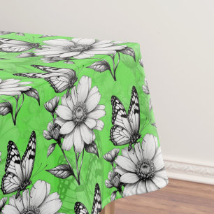 Butterfly On Blume Muster Green Design Tischdecke