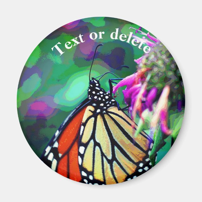 Butterfly On Flower Nature Art Personalized Magnet (Vorne)