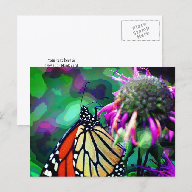 Butterfly On Flower Nature Art Personalized Postkarte (Vorne/Hinten)