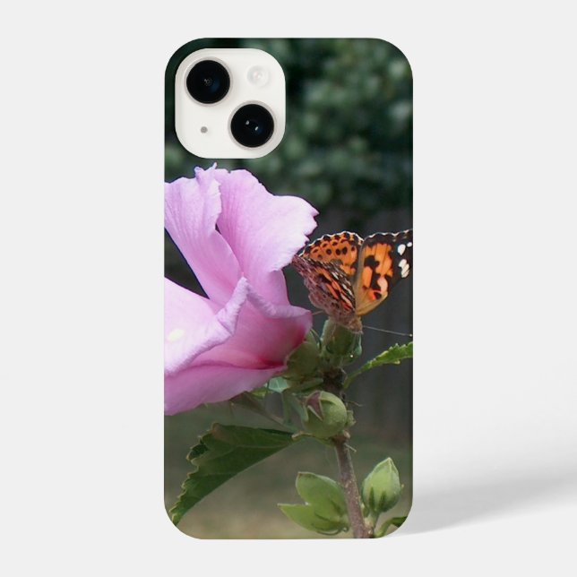 Butterfly on Rose of Sharon iPhone Case Hülle (Rückseite)