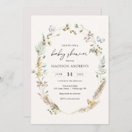 Butterfly on Way Boho Baby Shower Einladung