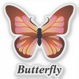 Butterfly Orange Pink Black Aufkleber
