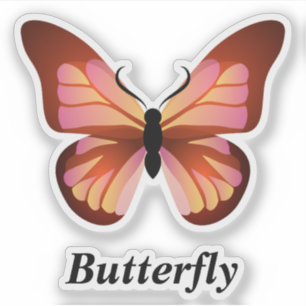Butterfly Orange Pink Black Aufkleber