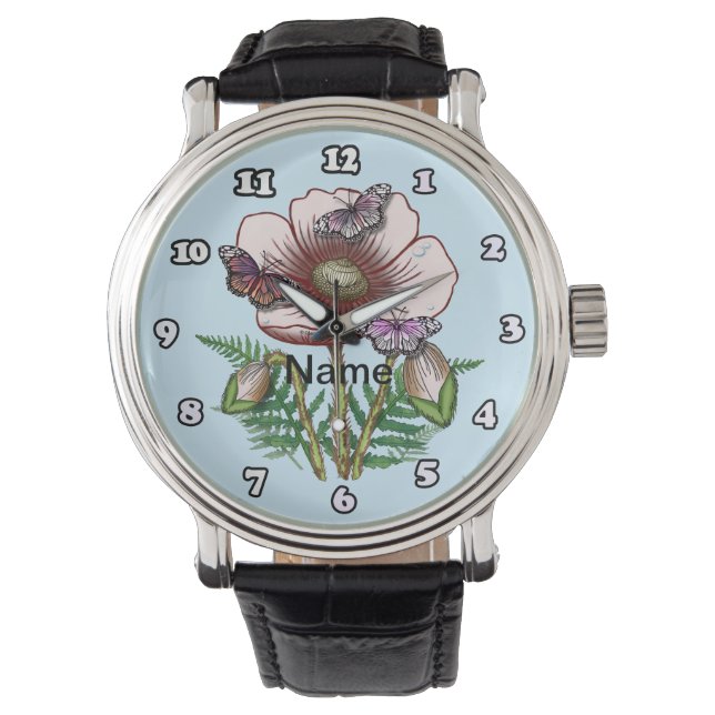 Butterfly Pale Poppy  Watch Armbanduhr (Vorderseite)