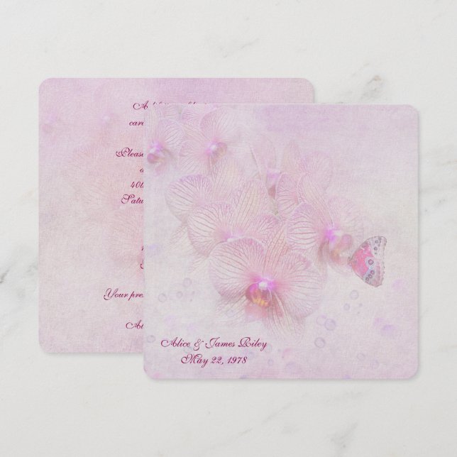 Butterfly-Party zum Jubiläum Einladung (Vorne/Hinten)