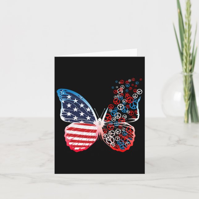 Butterfly Patriotic Peace Signs 4. Juli Us Fla Karte (Vorderseite)