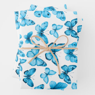 Butterfly Pattern Wasserfarbe Elegantes Hübsches G Geschenkpapier Set