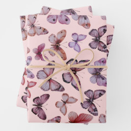 Butterfly Pattern Wasserfarbe Elegantes Hübsches G Geschenkpapier Set