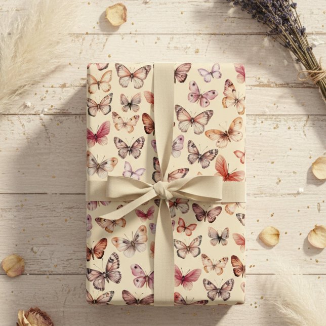 Butterfly Pattern Wasserfarbe Elegantes Hübsches G Geschenkpapier Set (Butterfly Pattern Watercolor Elegant Pretty Gift Wrapping Paper Sheets
)