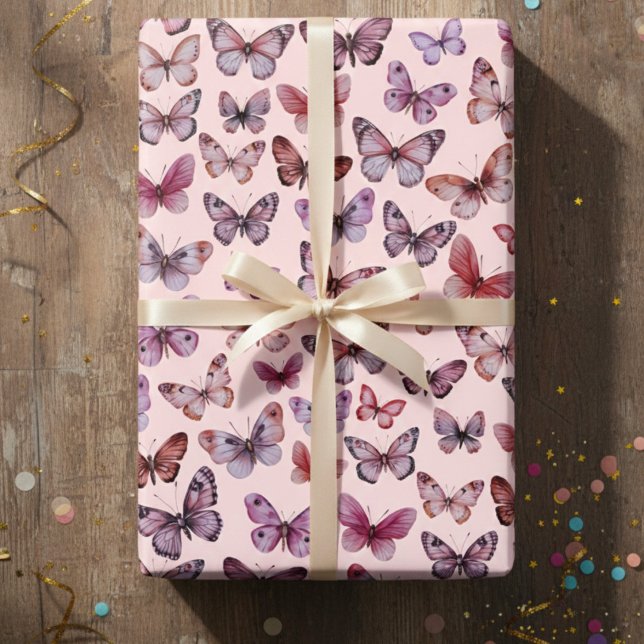 Butterfly Pattern Wasserfarbe Elegantes Hübsches G Geschenkpapier Set (Butterfly Pattern Watercolor Elegant Pretty Gift Wrapping Paper Sheets
)