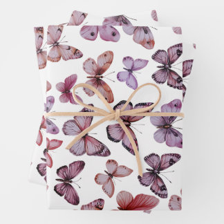 Butterfly Pattern Wasserfarbe Elegantes Hübsches G Geschenkpapier Set