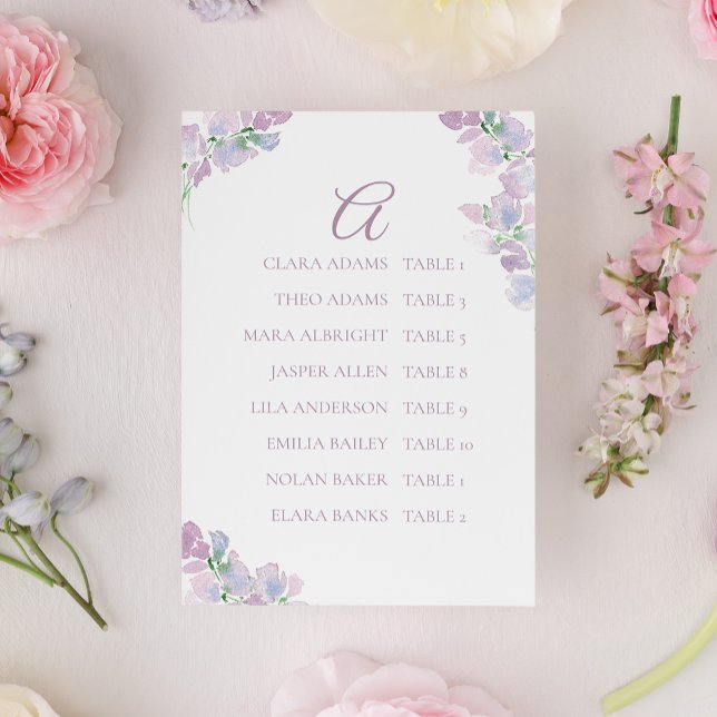 Butterfly Pea Flower Wedding Seating Chart Card Tischnummer (Von Creator hochgeladen)