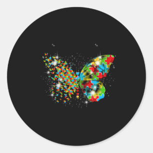 Butterfly Peace Lover Autismus Awareness Montag Me Runder Aufkleber