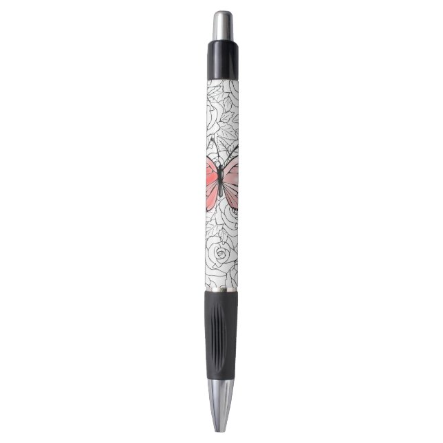 Butterfly Pen mit Rose Kugelschreiber (Vorderseite Vertikal)