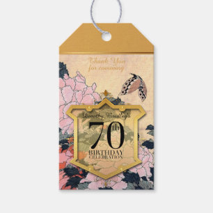 Butterfly Peonies 70. Geburtstag Danke GTag Geschenkanhänger