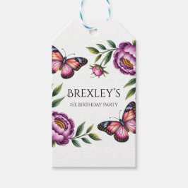 Butterfly & Peony Girls 1. Geburtstagsfeier Danke Geschenkanhänger