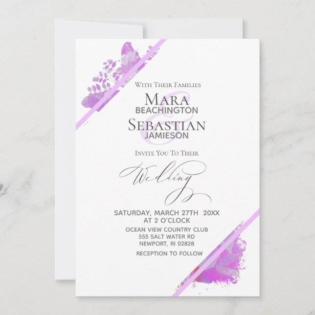 *~* Butterfly Peony QR UAWG AR3 Hochzeit Einladung (Vorderseite)