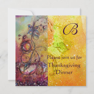BUTTERFLY PFLANZE MONOGRAM Erntedank Dinner Gold Einladung