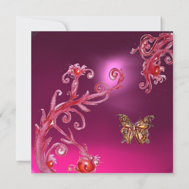 BUTTERFLY PINK AMETHYST hell rot Einladung (Vorderseite)