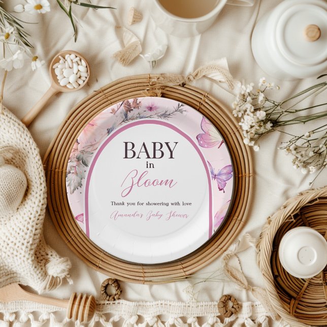 Butterfly Pink Baby in Bloom Girl Baby Dusche Pappteller (Von Creator hochgeladen)