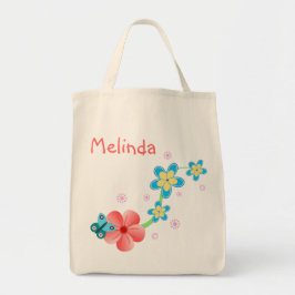 Butterfly Pink Blue Floral Große Totttasche Jumbo Stoffbeutel