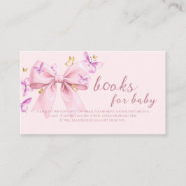 Butterfly Pink Bow Baby Shower Books for baby Begleitkarte