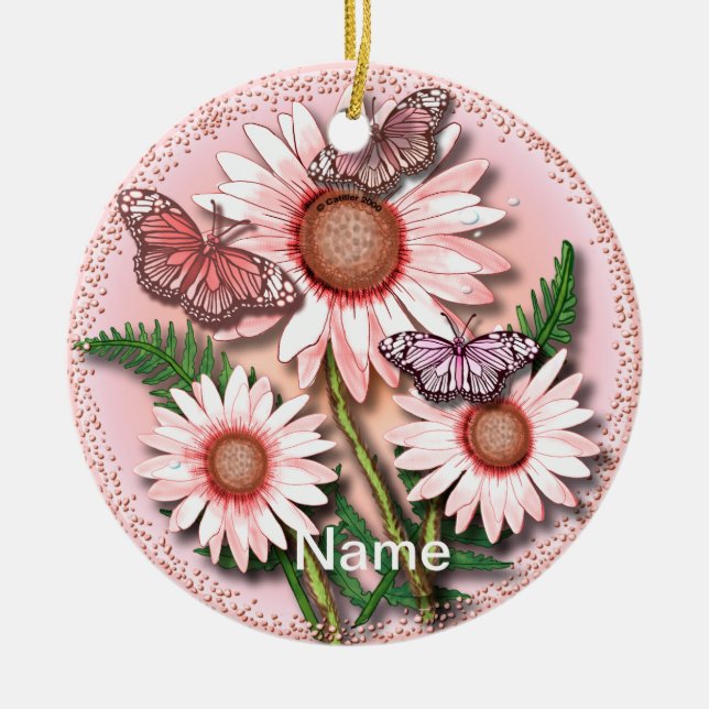Butterfly Pink Daisy Ornament (Vorne)