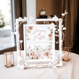 Butterfly Pink Floral Baby Dusche Windel Windeln R Poster