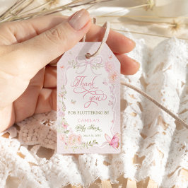 Butterfly Pink Girl Baby Shower Thank You Geschenkanhänger