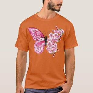 Butterfly Pink Japanisch Kirsche Blüten Sakura T-Shirt
