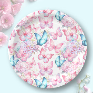 Butterfly Pink Lila Blue Summer Party Pappteller
