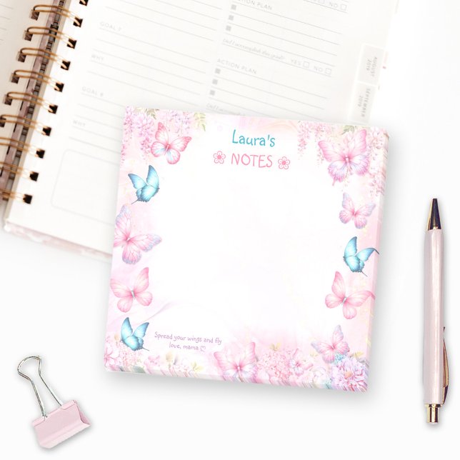 Butterfly Pink Lila Blumenname Post-it Klebezettel (Butterfly Pink Purple Floral Name Post-it Notes)