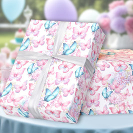 Butterfly Pink Lila Girls Sommer Geburtstag Geschenkpapier