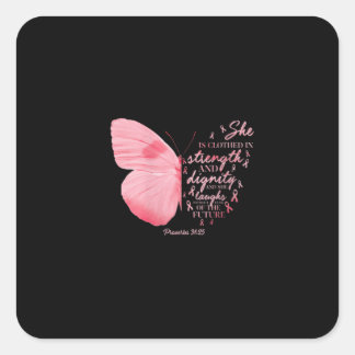Butterfly Pink Ribbon Breast Cancer Religious Quadratischer Aufkleber