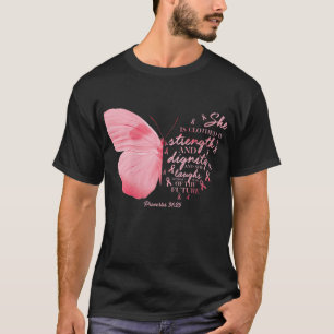 Butterfly Pink Ribbon Brustkrebs Religiöse Frau T-Shirt