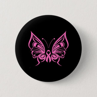Butterfly Pink Ribbon Niedlicher Brustkrebs Button