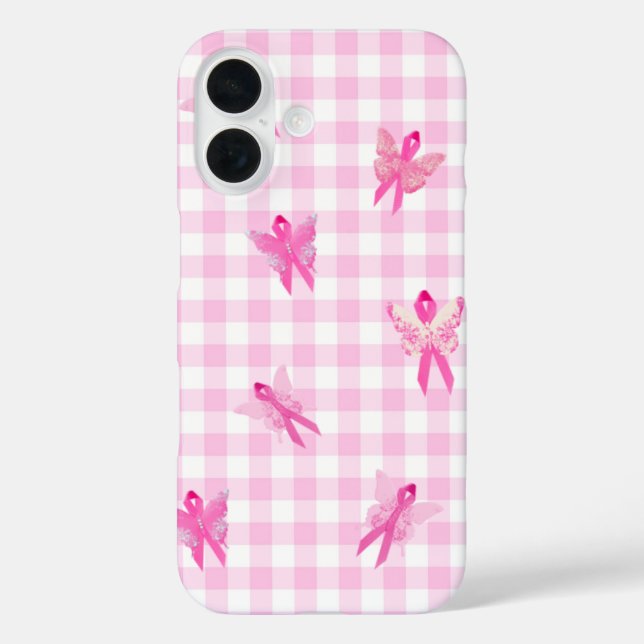 Butterfly Pink Ribbons für die Brustkrebserkrankun Case-Mate iPhone Hülle (Rückseite)
