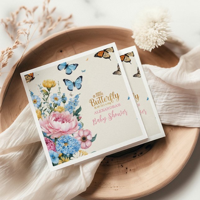 Butterfly Pink Rose Garden Girl Babydusche Serviette (Von Creator hochgeladen)