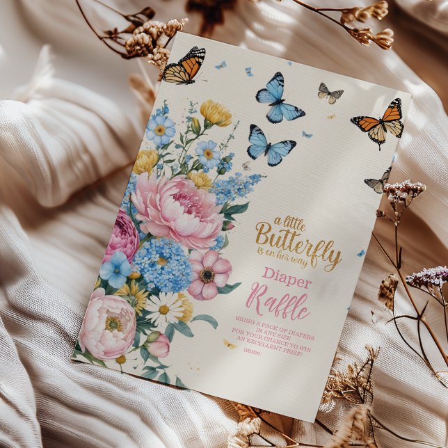 Butterfly Pink Rose Garden Girl Diapper Raffle Begleitkarte (Von Creator hochgeladen)