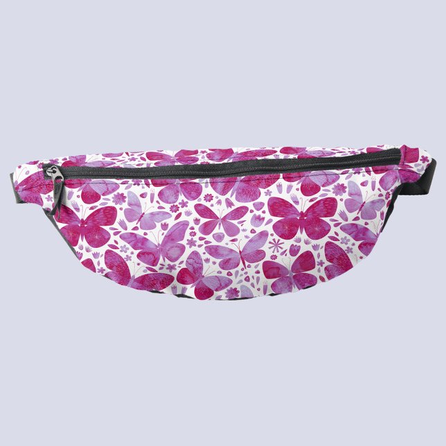 Butterfly Pink Watercolor Bauchtasche (Pink butterfly watercolor pattern fanny pack)