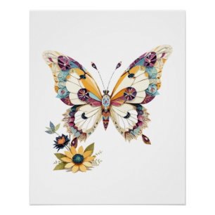 Butterfly Playful Adorable Fun Animal Colorful Fre Poster